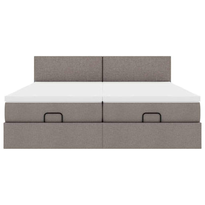 Struttura Letto Pouf con Materassi Tortora 160x200cm in Tessuto | homemem39