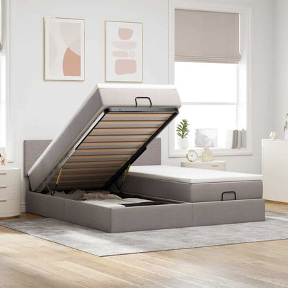 Struttura Letto Pouf con Materassi Tortora 180x200cm in Tessuto | homemem39