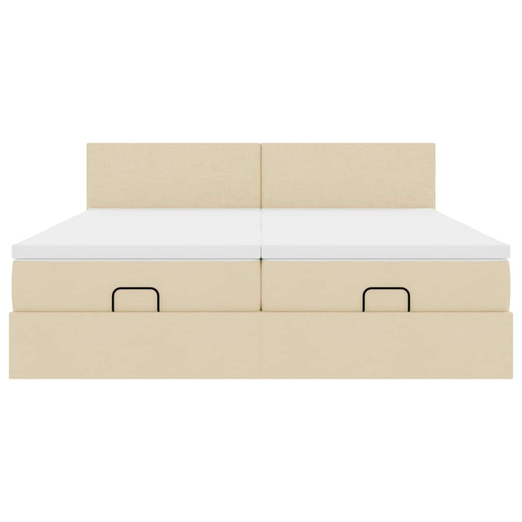Struttura Letto Pouf con Materassi Crema 180x200 cm in Tessuto | homemem39