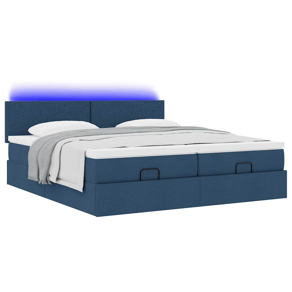 Struttura Letto Pouf con Materassi Blu 180x200cm in Tessuto | homemem39