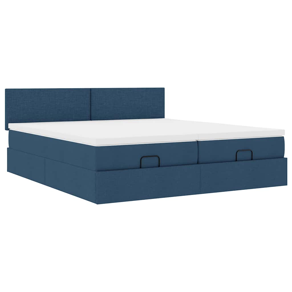 Struttura Letto Pouf con Materassi Blu 180x200cm in Tessuto | homemem39