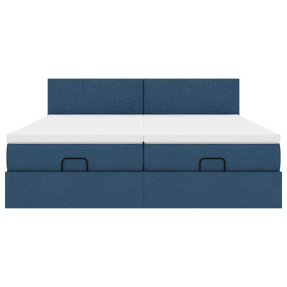 Struttura Letto Pouf con Materassi Blu 180x200cm in Tessuto | homemem39