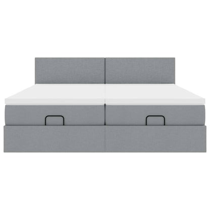 Struttura Letto Pouf con Materassi 200x200 cm in Tessuto