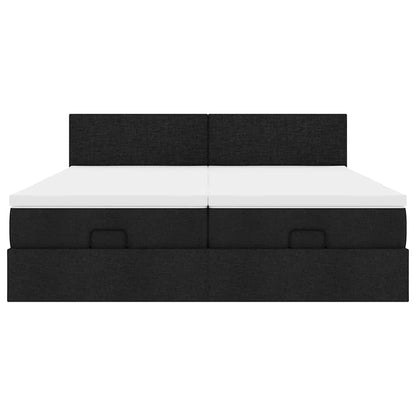 Struttura Letto Pouf con Materassi Nero 200x200 cm in Tessuto | homemem39