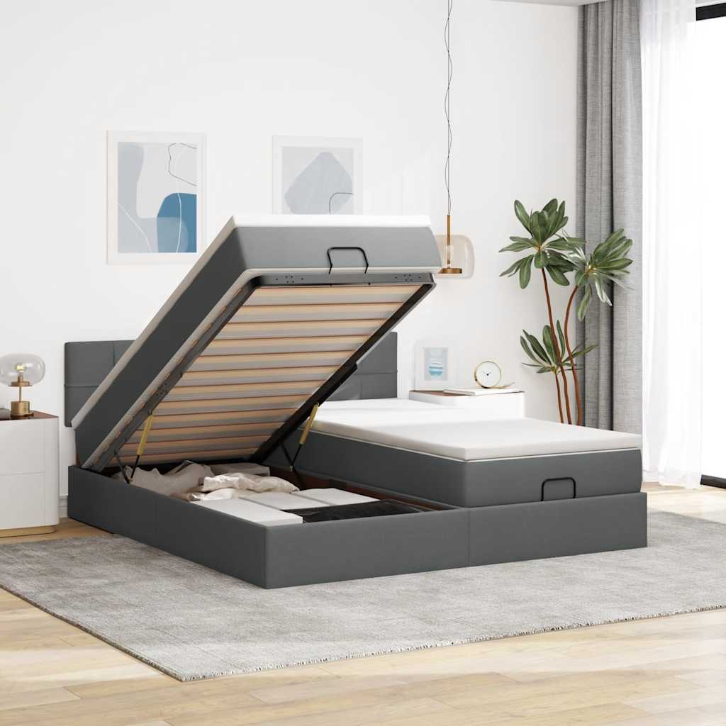 Struttura Letto Pouf con Materassi 160x200 cm in Tessuto | homemem39