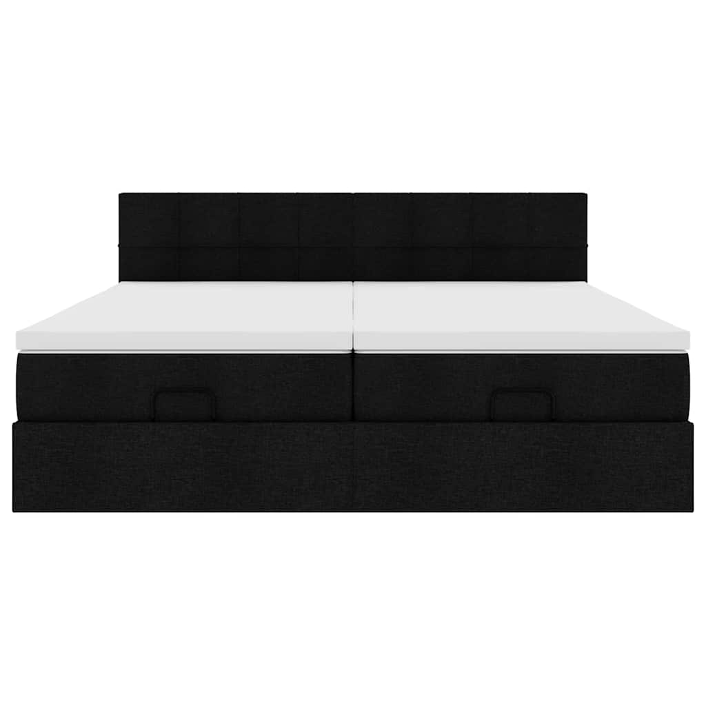 Struttura Letto Pouf con Materassi Nero 160x200 cm in Tessuto | homemem39