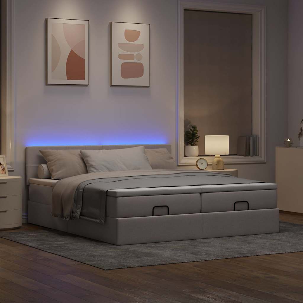 Struttura Letto Pouf con Materassi Tortora 160x200cm in Tessuto | homemem39