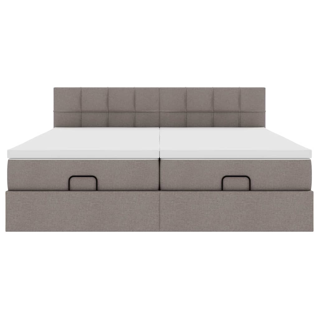 Struttura Letto Pouf con Materassi Tortora 160x200cm in Tessuto | homemem39