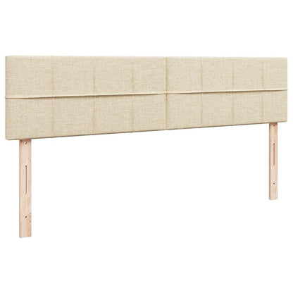 Struttura Letto Pouf con Materassi Crema 160x200 cm in Tessuto