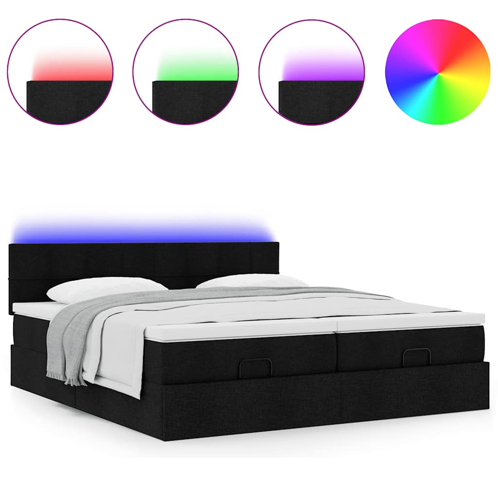 Struttura Letto Pouf con Materassi Nero 180x200 cm in Tessuto | homemem39