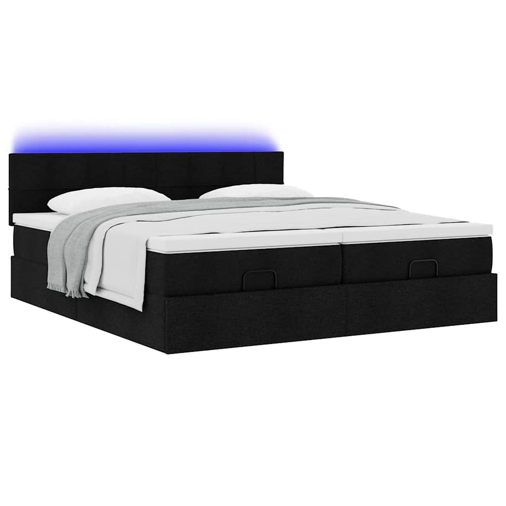 Struttura Letto Pouf con Materassi Nero 180x200 cm in Tessuto | homemem39