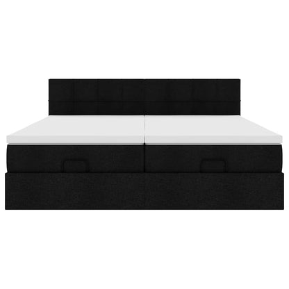 Struttura Letto Pouf con Materassi Nero 180x200 cm in Tessuto | homemem39