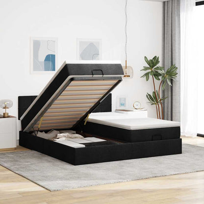 Struttura Letto Pouf con Materassi Nero 180x200 cm in Tessuto | homemem39