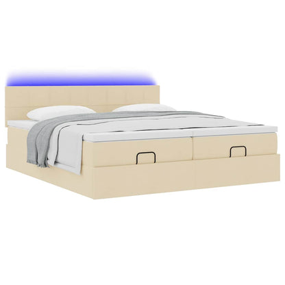 Struttura Letto Pouf con Materassi Crema 180x200 cm in Tessuto | homemem39