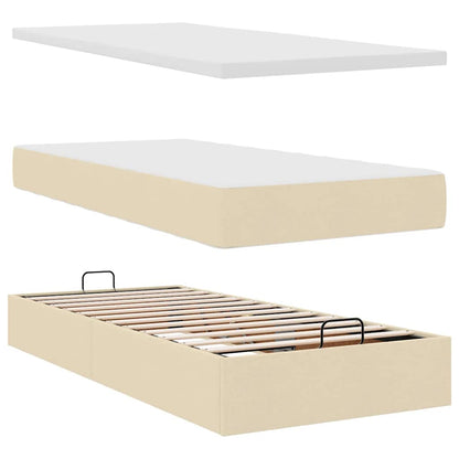 Struttura Letto Pouf con Materassi Crema 180x200 cm in Tessuto | homemem39