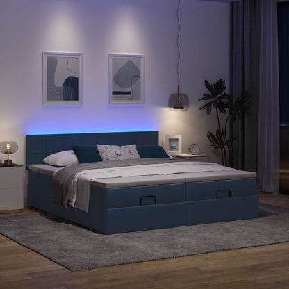 Struttura Letto Pouf con Materassi Blu 180x200cm in Tessuto | homemem39