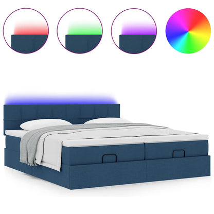 Struttura Letto Pouf con Materassi Blu 180x200cm in Tessuto | homemem39