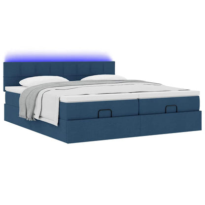 Struttura Letto Pouf con Materassi Blu 180x200cm in Tessuto | homemem39
