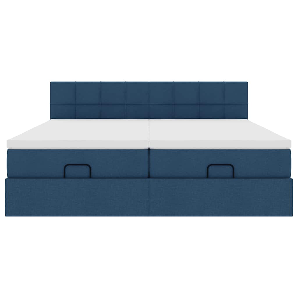 Struttura Letto Pouf con Materassi Blu 180x200cm in Tessuto | homemem39