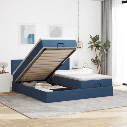 Struttura Letto Pouf con Materassi Blu 180x200cm in Tessuto | homemem39