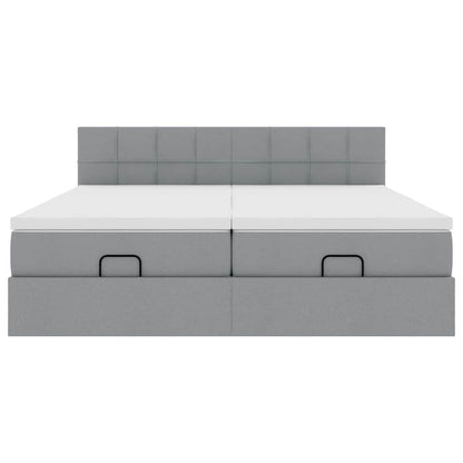 Struttura Letto Pouf con Materassi 200x200 cm in Tessuto - homemem39