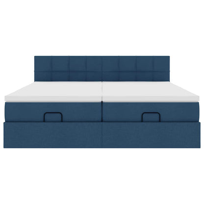 Struttura Letto Pouf con Materassi Blu 200x200 cm in Tessuto | homemem39