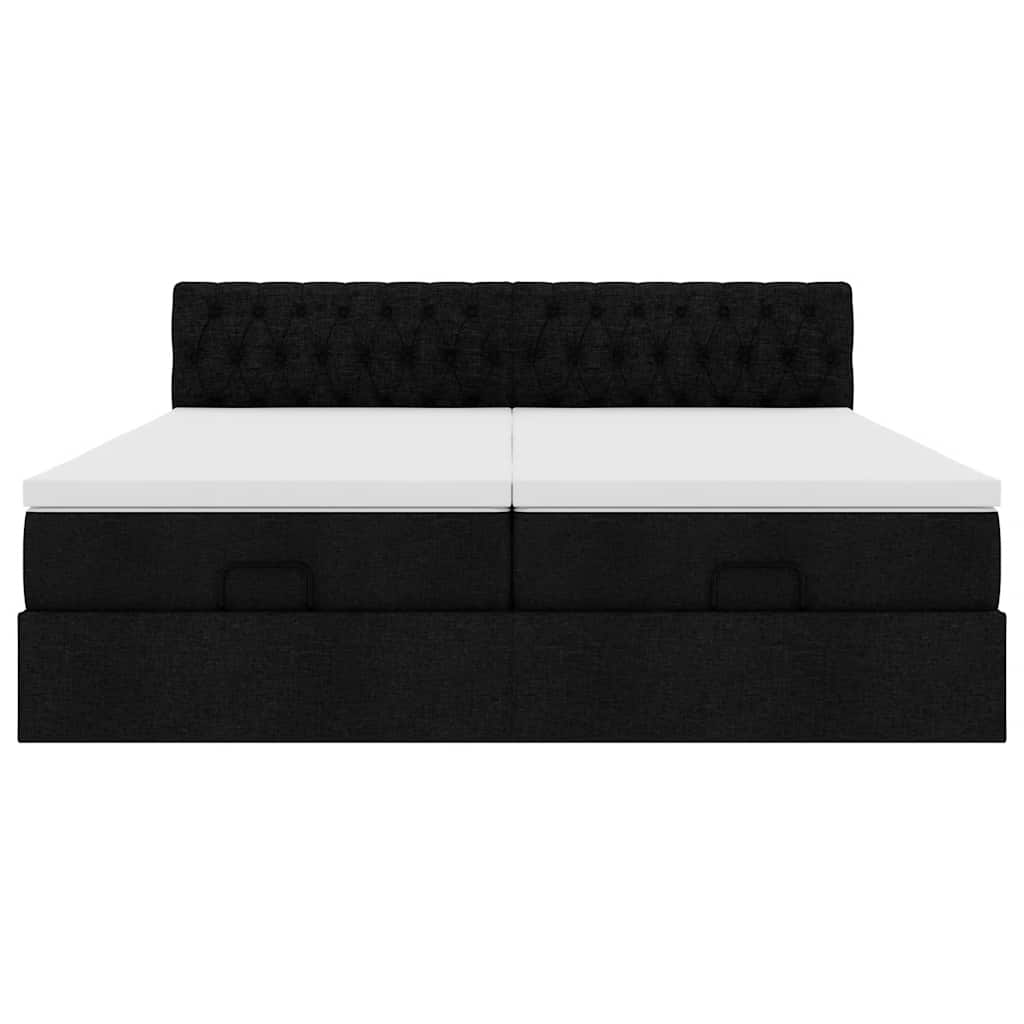 Struttura Letto Pouf con Materassi Nero 160x200 cm in Tessuto | homemem39