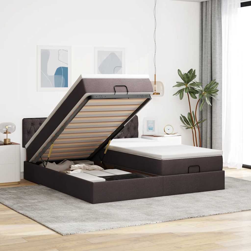 Struttura Letto Pouf con Materassi 160x200 cm in Tessuto | homemem39