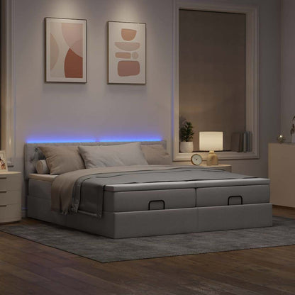 Struttura Letto Pouf con Materassi Tortora 160x200cm in Tessuto | homemem39