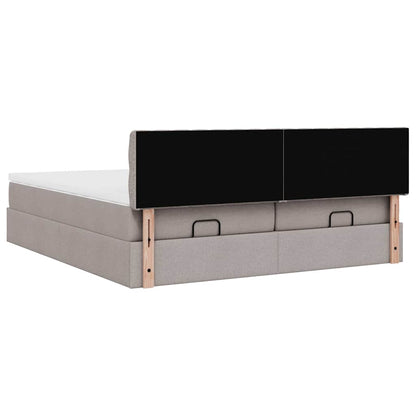 Struttura Letto Pouf con Materassi Tortora 160x200cm in Tessuto