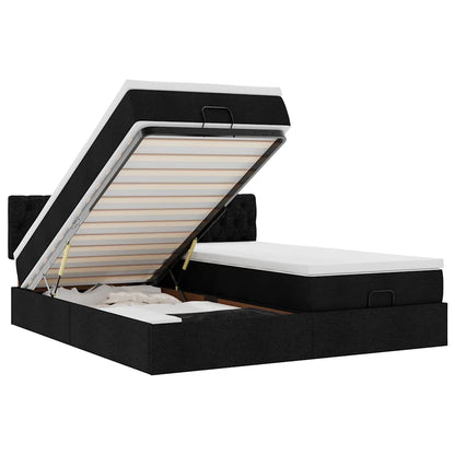 Struttura Letto Pouf con Materassi Nero 180x200 cm in Tessuto - homemem39