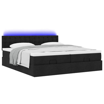 Struttura Letto Pouf con Materassi Nero 160x200 cm in Tessuto | homemem39