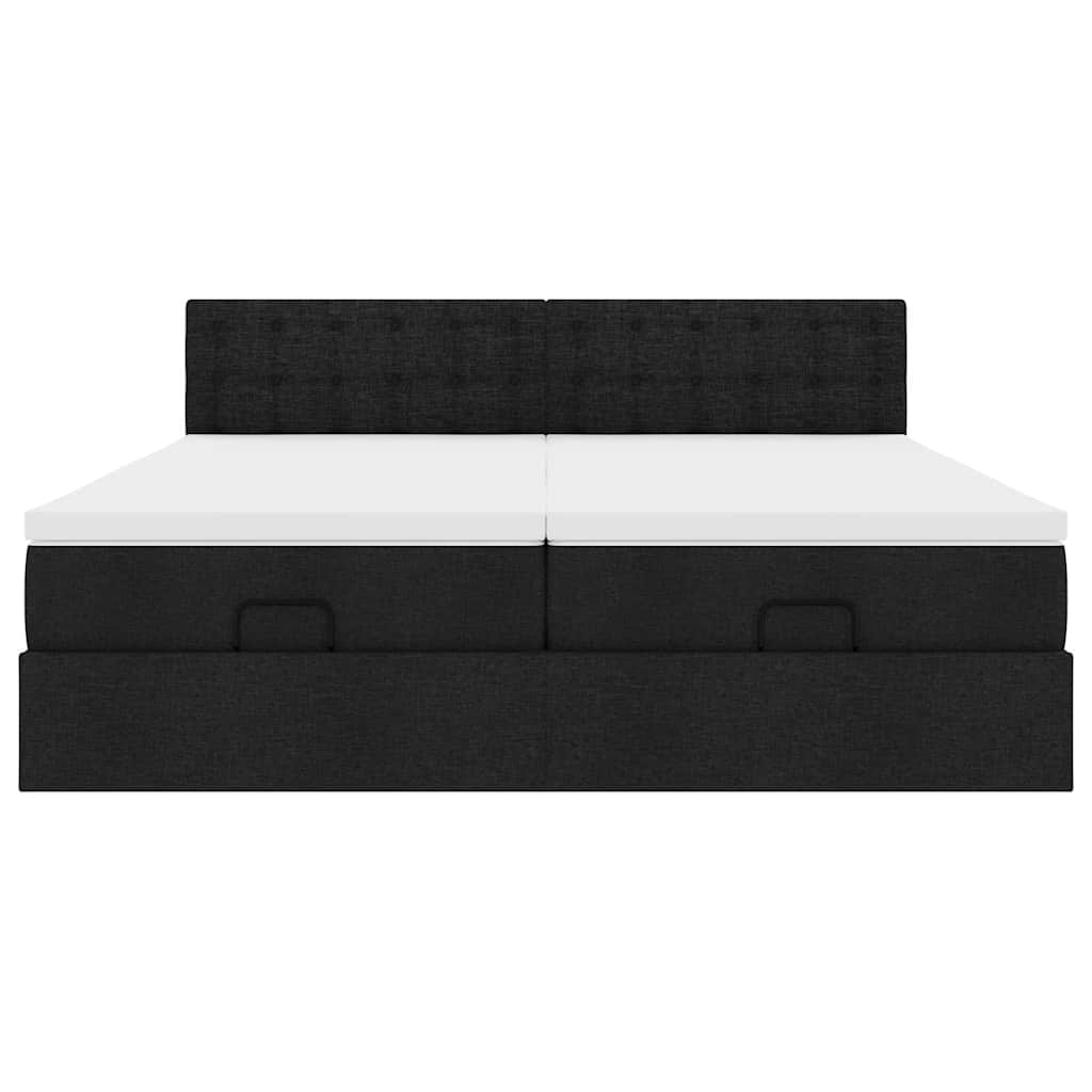 Struttura Letto Pouf con Materassi Nero 160x200 cm in Tessuto | homemem39