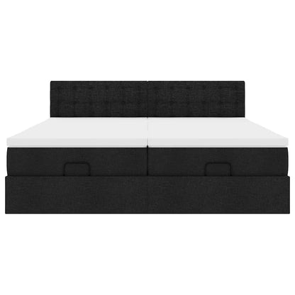 Struttura Letto Pouf con Materassi Nero 160x200 cm in Tessuto | homemem39