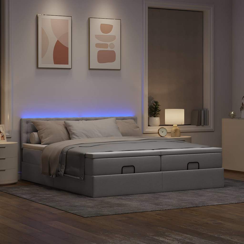 Struttura Letto Pouf con Materassi Tortora 160x200cm in Tessuto | homemem39