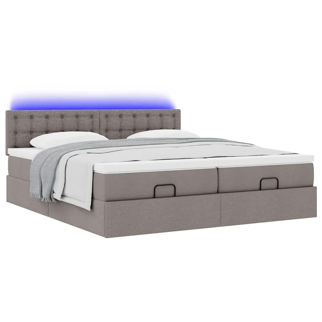 Struttura Letto Pouf con Materassi Tortora 160x200cm in Tessuto | homemem39
