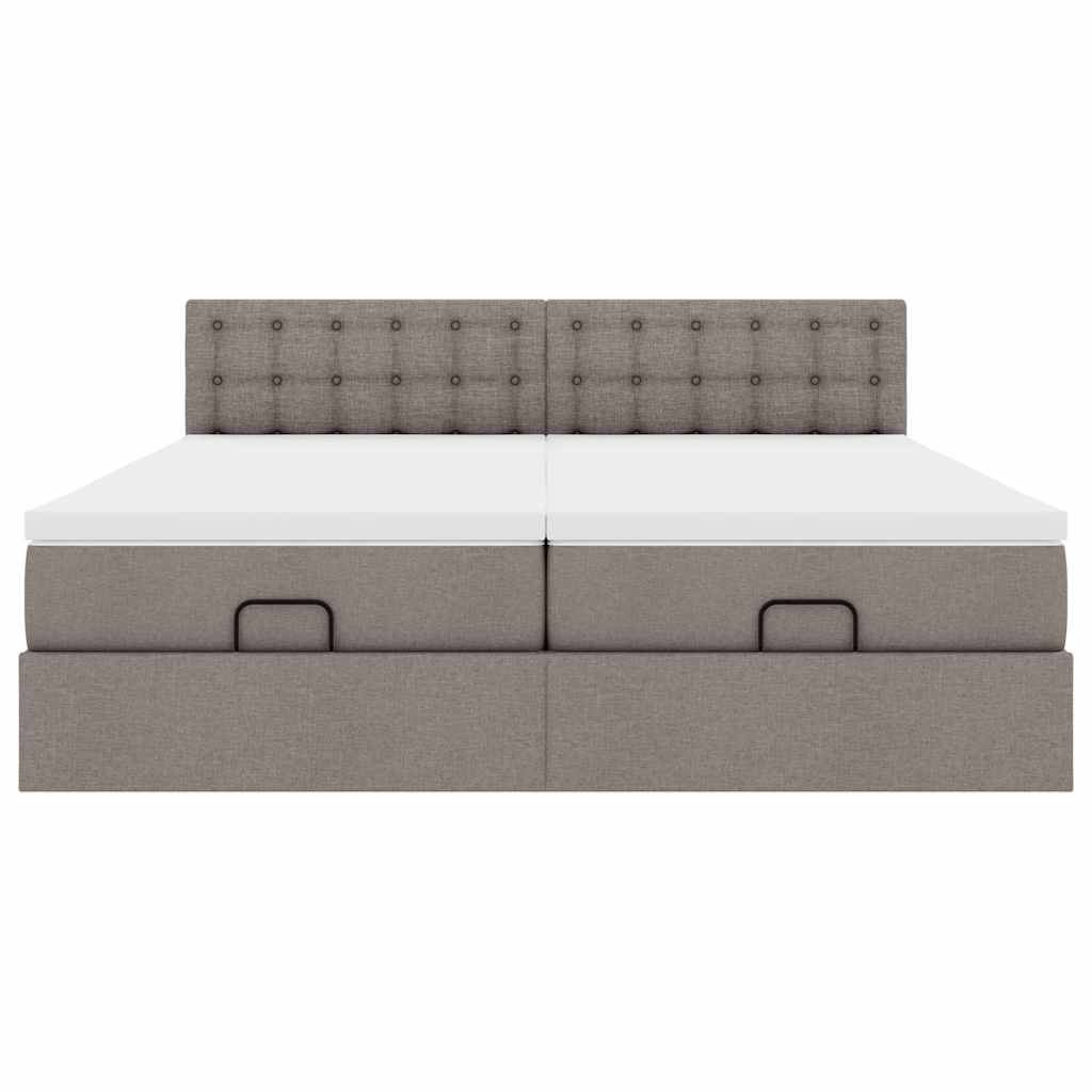 Struttura Letto Pouf con Materassi Tortora 160x200cm in Tessuto | homemem39