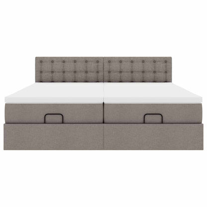 Struttura Letto Pouf con Materassi Tortora 160x200cm in Tessuto | homemem39