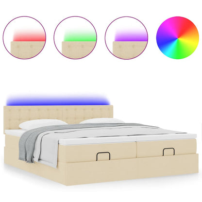 Struttura Letto Pouf con Materassi Crema 180x200 cm in Tessuto | homemem39