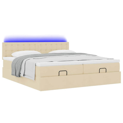 Struttura Letto Pouf con Materassi Crema 180x200 cm in Tessuto | homemem39