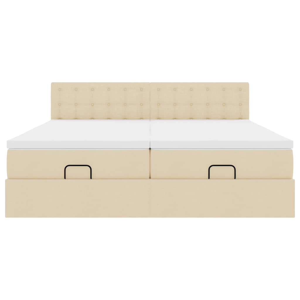 Struttura Letto Pouf con Materassi Crema 180x200 cm in Tessuto | homemem39
