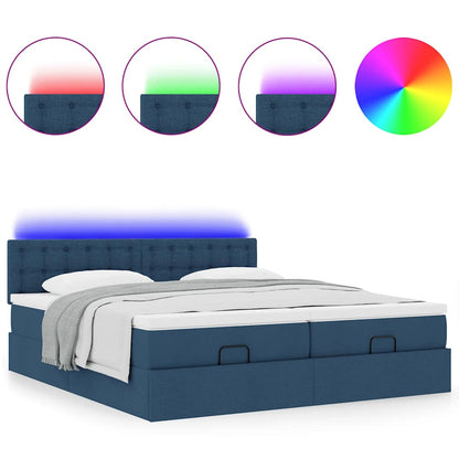 Struttura Letto Pouf con Materassi Blu 180x200cm in Tessuto | homemem39