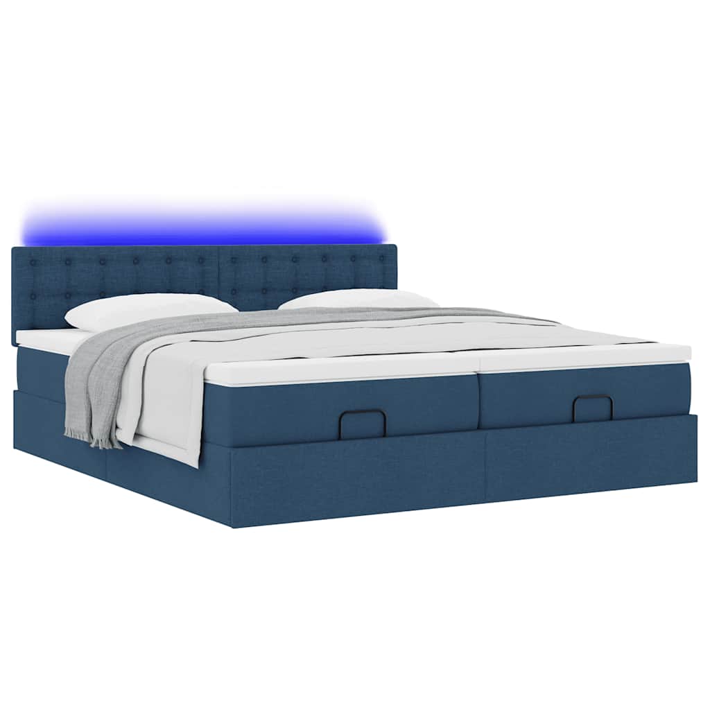 Struttura Letto Pouf con Materassi Blu 180x200cm in Tessuto | homemem39