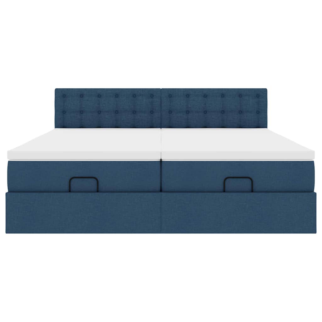 Struttura Letto Pouf con Materassi Blu 180x200cm in Tessuto | homemem39