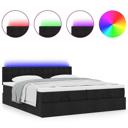 Struttura Letto Pouf con Materassi Nero 200x200 cm in Tessuto | homemem39