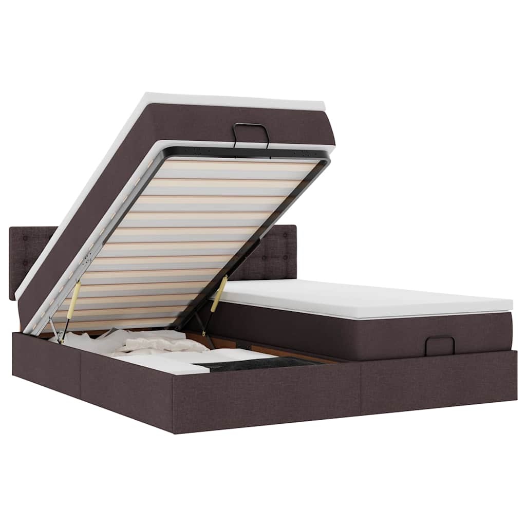 Struttura Letto Pouf con Materassi 200x200 cm in Tessuto - homemem39