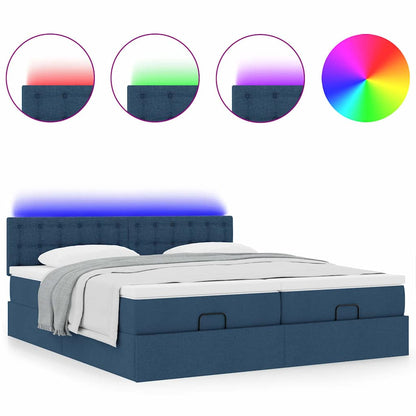 Struttura Letto Pouf con Materassi Blu 200x200 cm in Tessuto | homemem39
