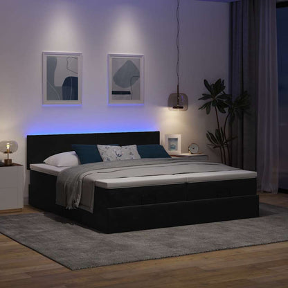 Struttura Letto Pouf con Materassi Nero 160x200 cm in Velluto | homemem39
