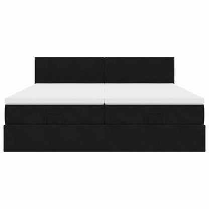 Struttura Letto Pouf con Materassi Nero 160x200 cm in Velluto | homemem39