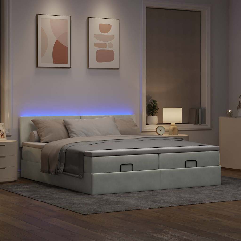 Struttura Letto Pouf con Materassi 200x200 cm Velluto